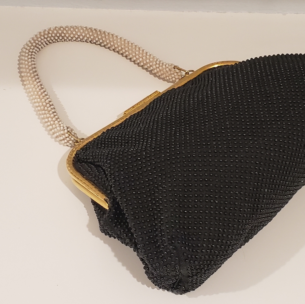 Vintage Black/White Pearl Beaded Satchel